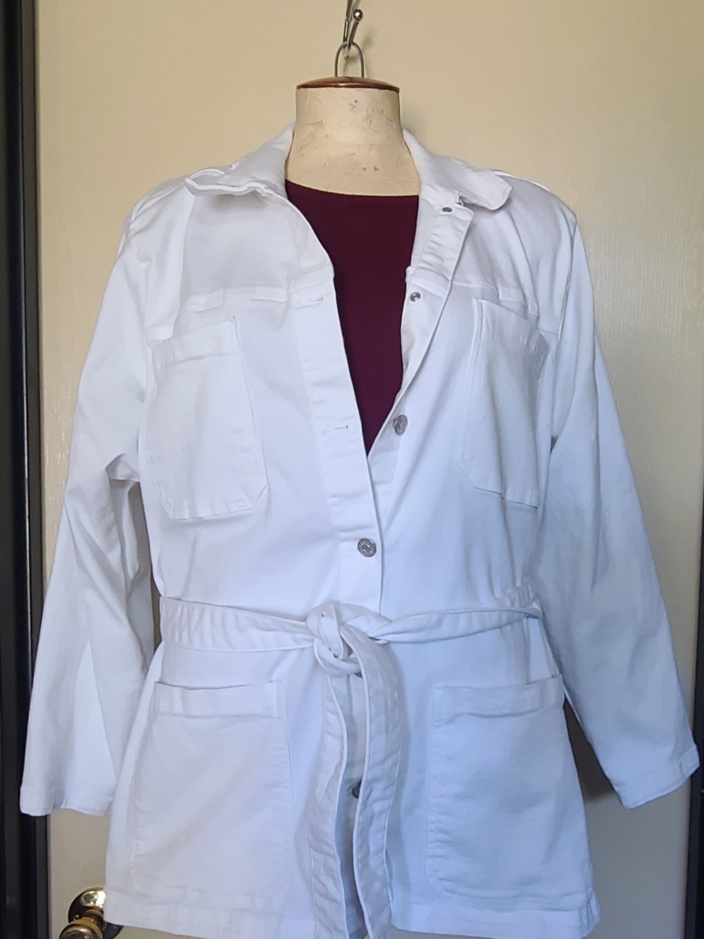 White Belted Utility Jacket - Women's